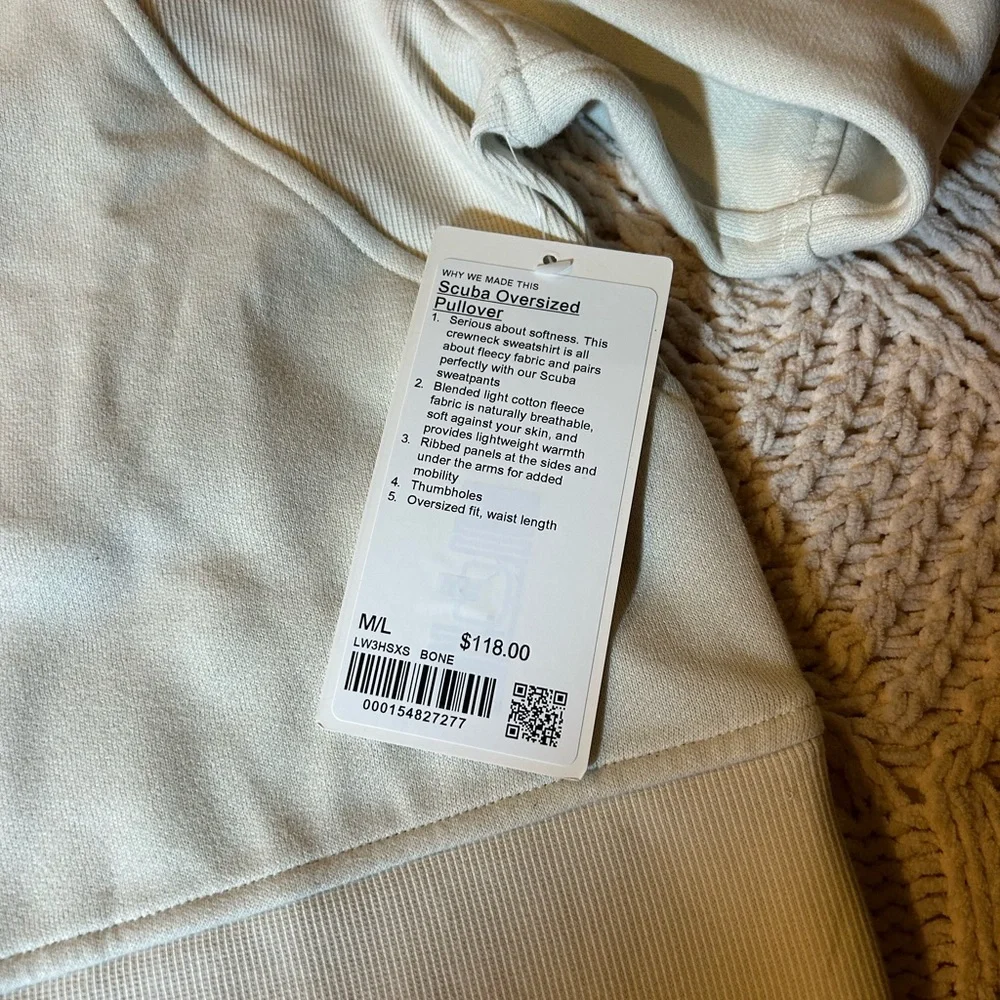 ❗️SOLD❗️Lululemon Scuba Oversized Pullover Wordmark in Bone 🆕 - Picture 4 of 9